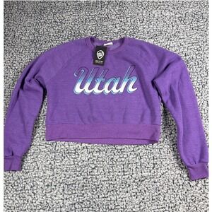 Purple Utah Jazz Basketball Graphic Sweatshirt Crew Neck Women's Medium NWT